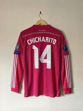 Chicharito #14 14/15 Real Madrid Long Sleeve Away Pink Jersey  Size Medium